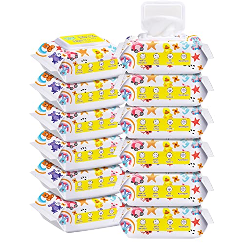 Baby Wipes - HAPPY BUM Saline Baby Wipes, Hypoallergenic, Unscented, 360 Count (12 Packs of 30 Wipes) Saline Nose and Face Wipes