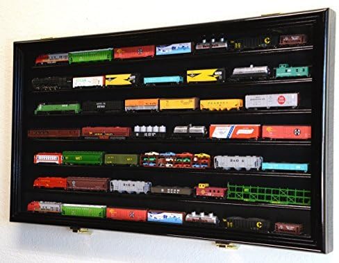 N Scale Train Model Trains Display Case Cabinet Wall Rack w/ 98% UV Lockable -Black