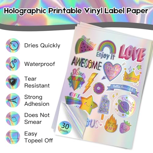 Papier vinyle holographique imprimable contre les bavures d'encre et décollements - 5
