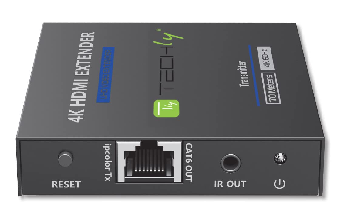 Techly 364187 Extender HDMI 4K@60Hz 18Gbps HDR10 su Cavo Cat.6/6A/7 Fino 70 Metri Zero latenza Nero