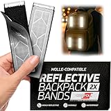 Byllstore Reflective Backpack Bands | High-Visibility Orafol Reflectors | Hook-and-Loop Closure | 1.5″ x 5″ | White (2-Pack)