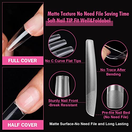 Una Gella Full Square Gel Fake Nails Pre-File 120Pcs Long Press On Nails Tips Xxl No C Curve Nail Tips Extra Long Nail Tips Clear Long Flat Square Nail Tips Tapered Square Nails Soft Gel Tips #TOP3