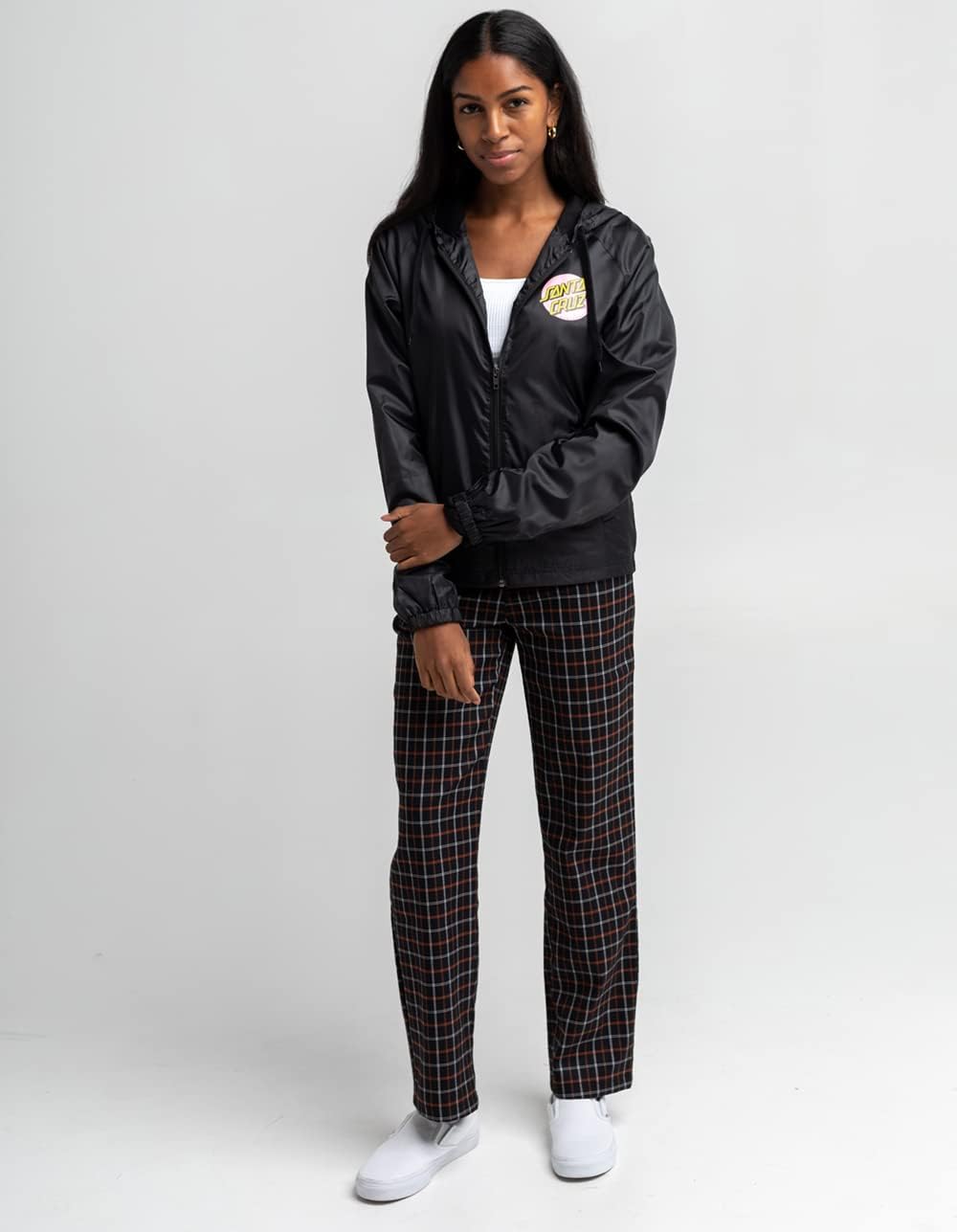 Santa Cruz Women's Other Dot Hooded Windbreaker Jacket Small Black