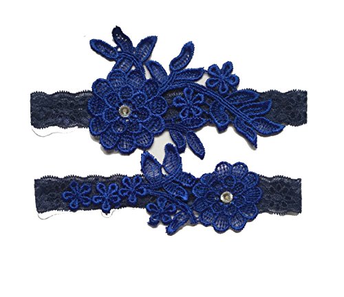 KENTSHILL Lace Bridal Garter Set, Wedding Garters Navy