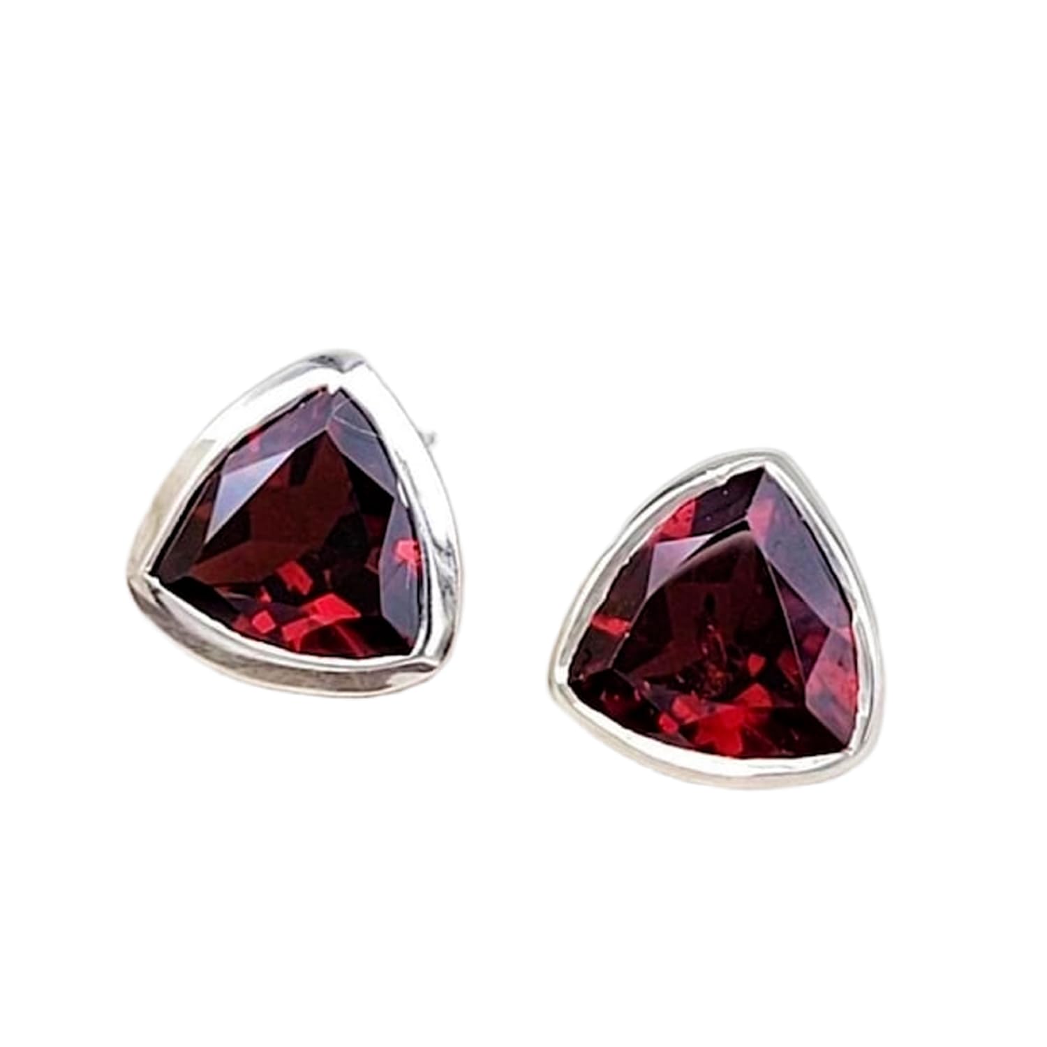 Boucles grenat naturel d'exception et argent sterling 925 trilon chic