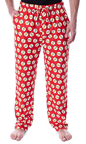 DC Comics Men's The Flash Lightning Bolt Allover Toss Print Loungewear Pajama Pants