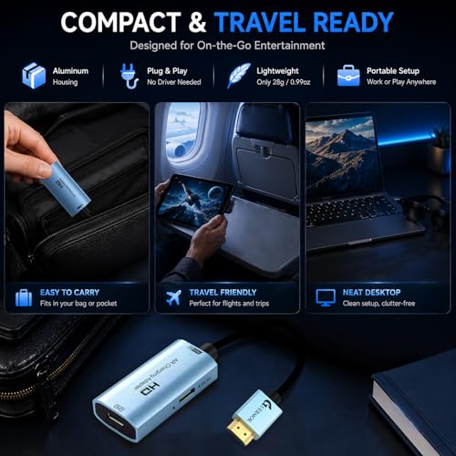 Image of Guermok AR Glasses HDMI to USB-C Video Adapter, 4K@60Hz HDMI Source to USB-C Display Converter, for XREAL One /Air 2 Pro /RayNeo /Rokid, Switch 2 /1, Xbox1, PS4 /5, Portable Monitors (Blue)