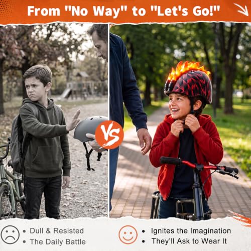 Image of Toddler Bike Helmet with LED Lights for Boys 2-12 Years | Adjustable Kids Bike Helmet, Multi-Sport for Bicycle Skateboard Scooter Cycling