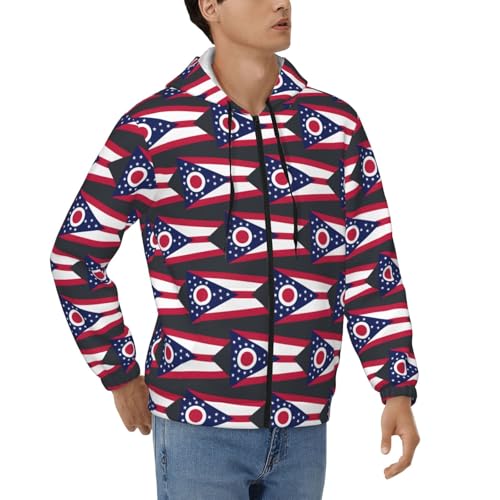 Sweat à capuche pour homme EdWal zippé avec le drapeau de l'Ohio
