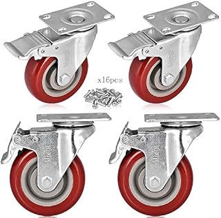 Moogiitools 3" PVC Heavy Duty 1000lbs Swivel Rubber Caster Wheels with Safety Dual