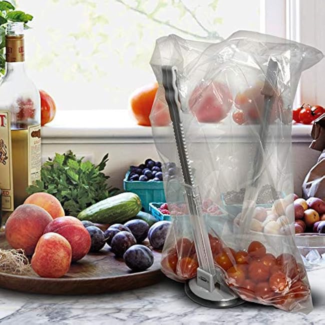 3 Pack Baggy Rack Holders for Meal Prep Bags, Adjustable Food Prep Baggie Holder Stand, Hands Free Plastic & Freezer Bag Holder Stand for Filling, Compatible with Ziplock Bag Storage, Black White Gray