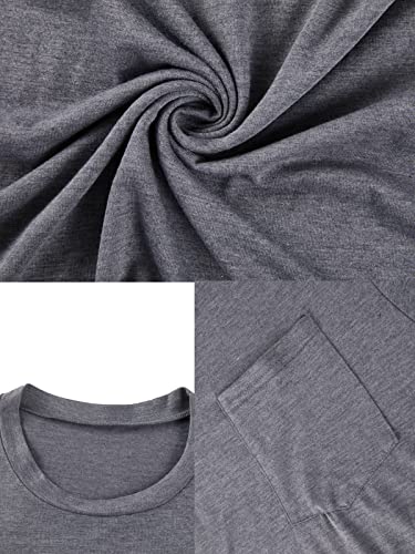 Men's Short Sleeve Soft T-Shirt Casual Solid Color Crew Neck Tee Tops Pocket Shirt3