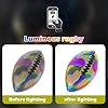 Glow in The Dark Football, Holographic Football, Light Up Football, Luminous Light Up Reflective Football for Night Games & Training, Glow in The Dark LED Ball Gifts for Boys Ages 6 and Above