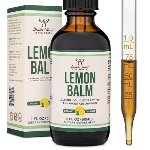 Double Wood Supplements Lemon Balm Tincture - Organic Drops For Relaxation 590Mg 2Fl Oz 120 Servings (Better Absorbed Than Capsules Great Addition To Tea)