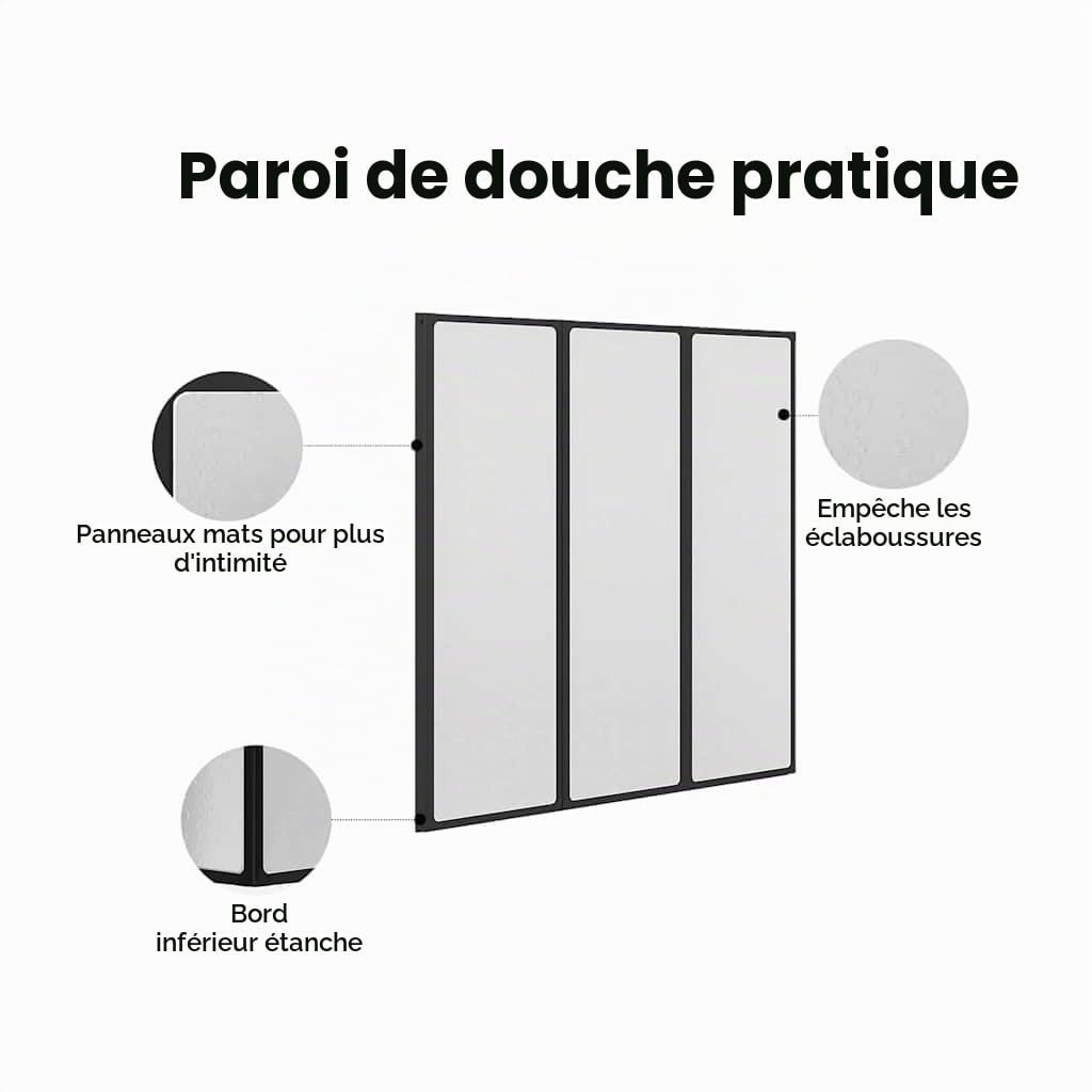 vidaXL Paroi de douche Noir 120 x 2 x 117 cm Aluminium et PP, Paravent de douche, moderne et rectangulaire, pliable, gain de place, panneau flexible pour votre salle de bain
