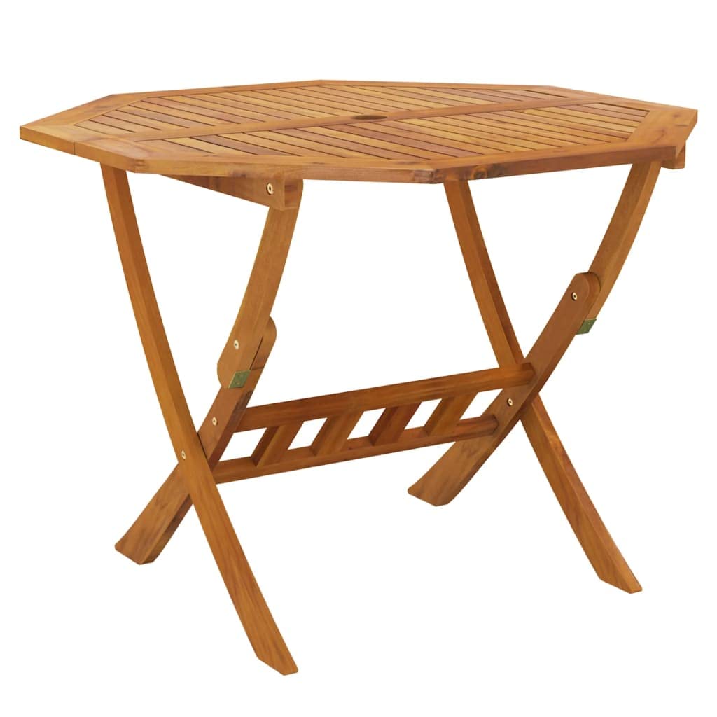 IKAYAA Mesa y 4 Sillas Plegables Madera Acacia Comedor Jardin Juego de Comedor Patio Terraza Balcón Set 5 Piezas Mesa de Jardín con 4 Sillas