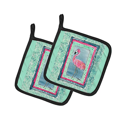 Caroline's Treasures 8107-Bpthd Bird - Flamingo Pair Of Pot Holders Kitchen Heat Resistant Pot Holders Sets Oven Hot Pads For Cooking Baking Bbq, 7 1/2 X 7 1/2 #TOP8