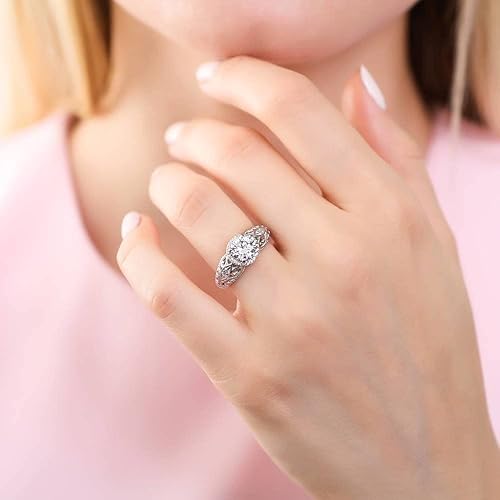 Miniatura 5 de BERRICLE Sterling Silver CZ Solitaire Wedding Engagement Promise Rings for Her, Round Cubic Zirconia Ring for Women