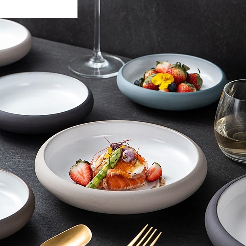 Assiettes Service de Table KINGLANG Original Assiette en céramique Japonais Plat Rond Usine En Gros Export Vaisselle Plat ménager Assiette à collation Assiette à fruits Assiette(B)