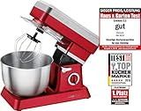 8 niveles de velocidad Clatronic KM 3630 Batidora amasadora para repostería, 1200 W, 6.3 litros, Aluminio, 8 Velocidades, Rojo