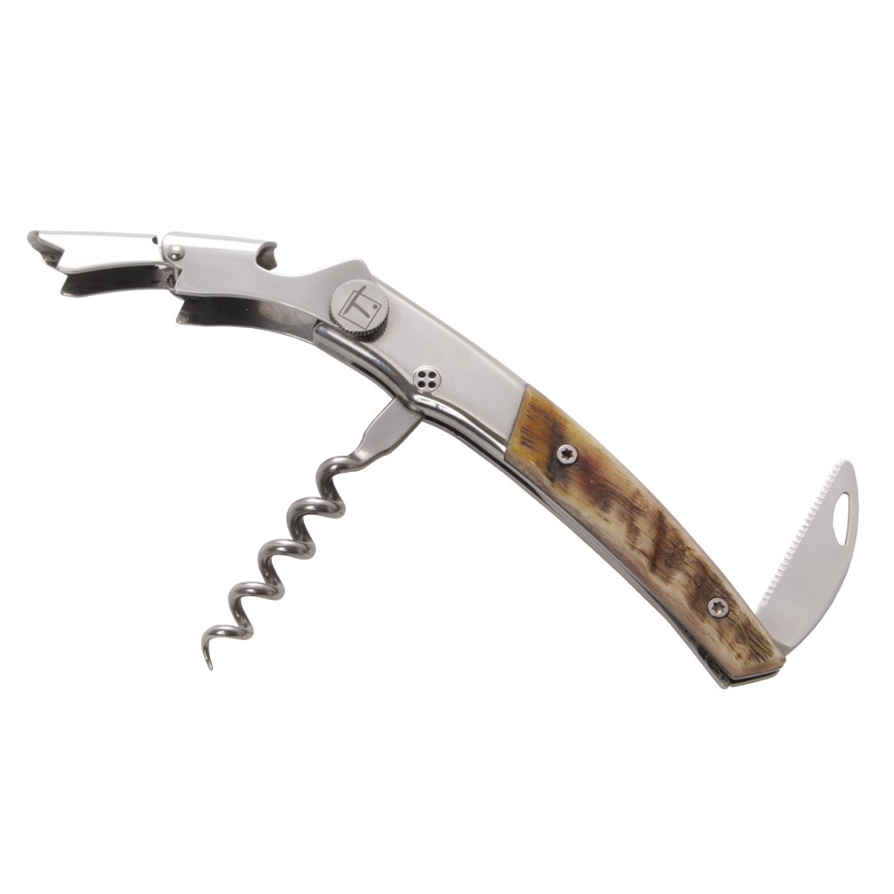 Claude Dozorme Sommeliermesser, Thiers, Double Crapaud, Etui, Widderhorn