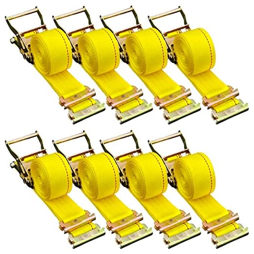 VEVOR E-Track Ratchet Strap, 8 Pack 2" x 15'Polyester Tie-Down Rachet Straps，4400 lbs Cargo Tie-Downs,E-Track Spring Fittings，Durable Tie-Downs for Motorcycles, Tire, Trailer Loads