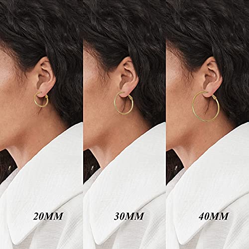 Big Gold Hoop Earrings For Women Hypoallergenic 925 Sterling Silver Post Thin Loop 14K Gold Plated Hoop Earrings Set For Girls, 3 Pairs (14K Gold 20Mm,30Mm,40Mm) #TOP2