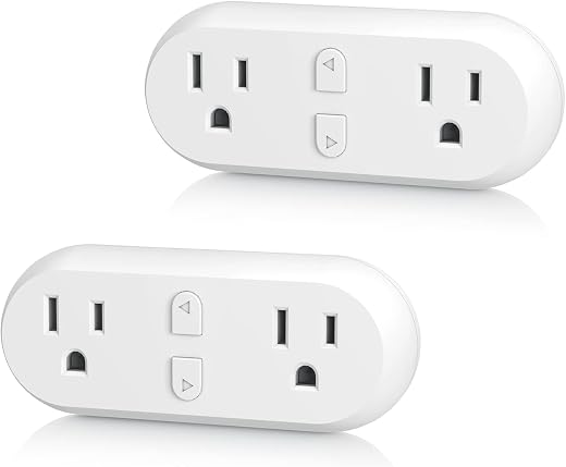 HBN Smart Plug 15A, WiFi&amp;Bluetooth Outlet Extender Dual Socket Plugs Works with Alexa, Google Home Assistant, Remote Contr...
