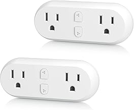 HBN Smart Plug 15A, WiFi Outlet Extender Dual Socket Plugs Works with Alexa, Google Home Assistant, Remote Control with Timer Function, No Hub Required, ETL Certified, 2.4G WiFi Only, 2-Pack
