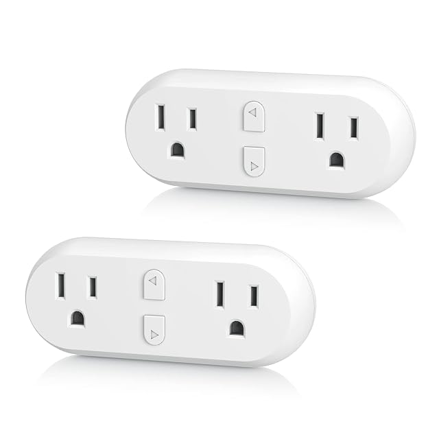 HBN Smart Plug 15A WiFi Outlet Extender Dual Socket Plugs Works with Alexa Google Home Assistant Remote Control