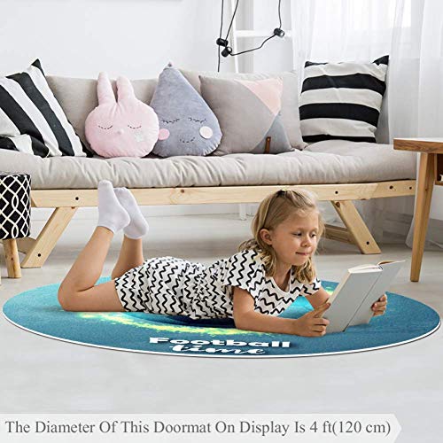 Tapis rond bleu antidérapant : tapis de sol doux multicolore en polyester 120cm