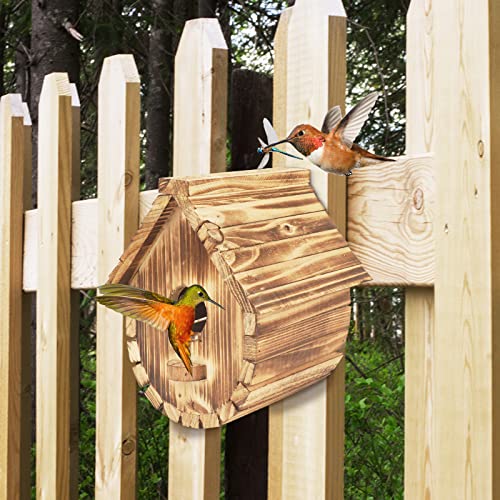 Bird Houses For Outside Hanging Wood Bird Houses For Outside Wooden Outdoor Birdhouse For Cardinals And Bluebirds Natural Wooden Bird House With Round Bottom For Gardens And Courtyards #TOP2