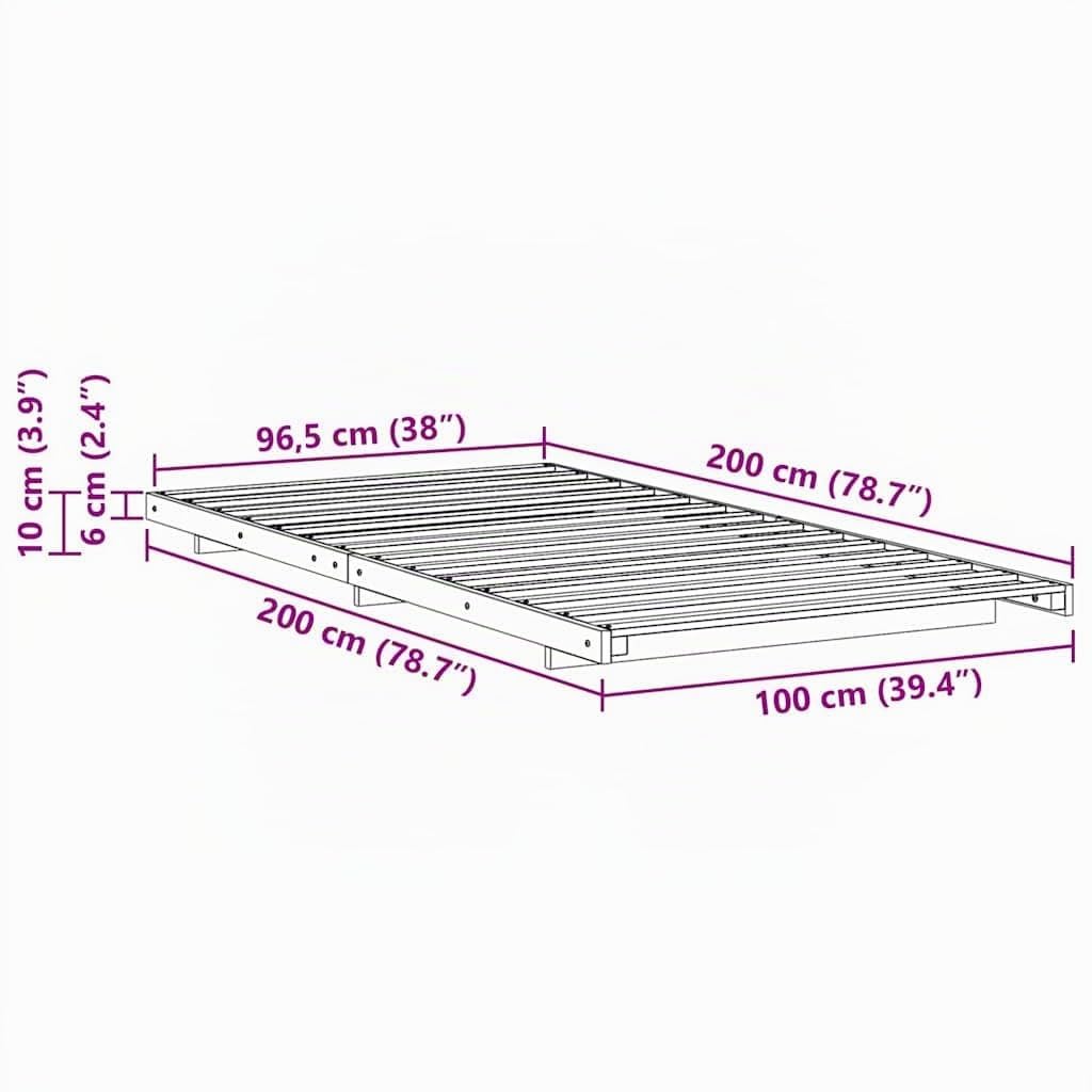 vidaXL Estructura de Cama Marrón Cera 100 x 200 cm, Cama Moderna y estilosa, Marco de Madera sólida, Ahorro de Espacio, Muebles Minimalistas para Adultos