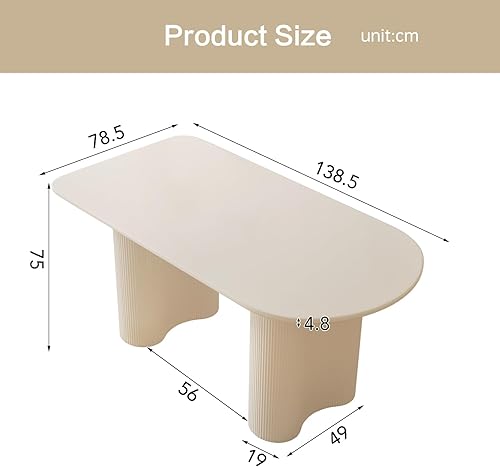 Miniatura 2 de Guyii Mesa de comedor de 54.52 pulgadas, mesa de cocina moderna para 6 personas, mesa de comedor interior para cocina, bar, sala de estar, espacio