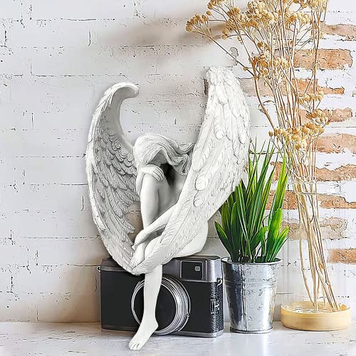 Estatua Ángel de Resina Blanca para Decoración de Hogar miniatura 6