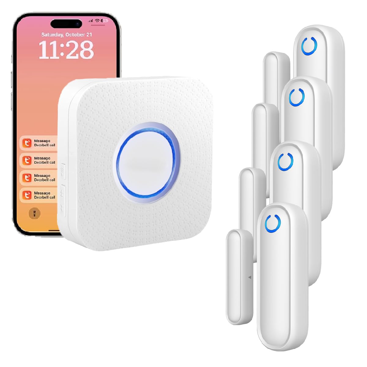 Caregiver Pager WiFi Door Alarms for Dementia Patients with Phone App,WiFi Smart Door Sensor Alarm for Kid Safety/Home Security/Elderly/Business/Store/Mailbox(4 Sensor 1 Gateway)-image-34