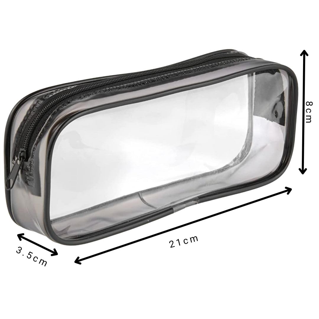 Soul Projekt Clear Pencil Case for Exams Small Black Transparent Exam Pencil Case for Students Portable Clear Makeup Bag - Image 3