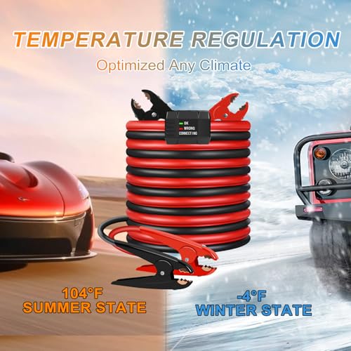 Image of NOONE Heavy Duty Jumper Cables, 2 Gauge 20Feet 800Amp Automotive Booster Cables with Reverse Polarity Protection for Car, SUV and Truck, Jumper Cables Kit with Carry Bag