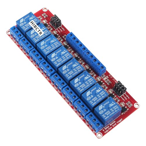 12V 8-Channel Relay Module with Optocoupler Isolation - High/Low Level Trigger 10A 250VAC for Arduino/PLC Industrial Control