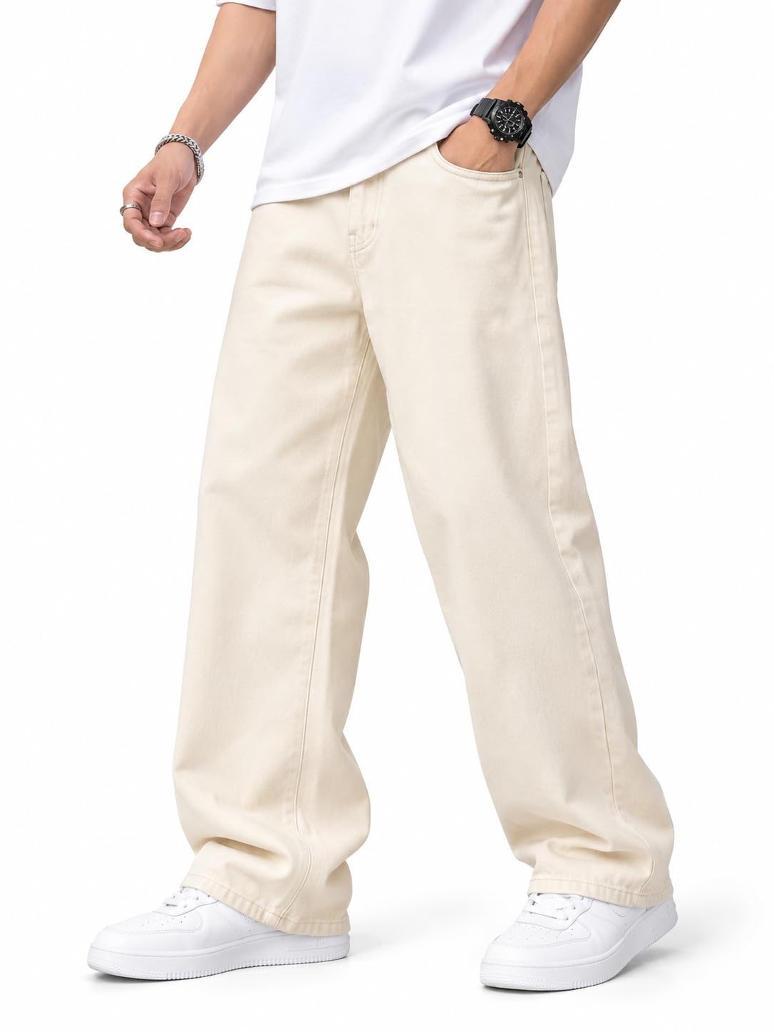 OddMonkey Jeans for Man Cream Baggy - Image 1