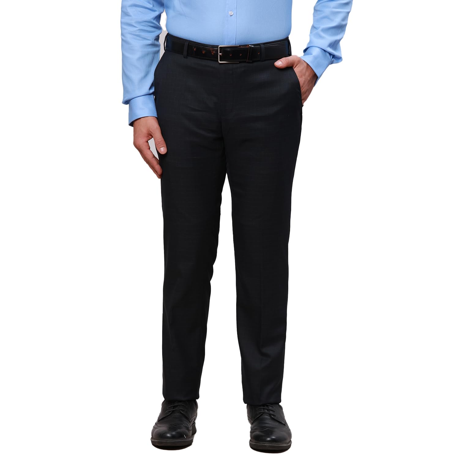 raymond Men's Slim Fit Solid Pattern Polyester Blend Flat Front Formal Trouser-picture-14