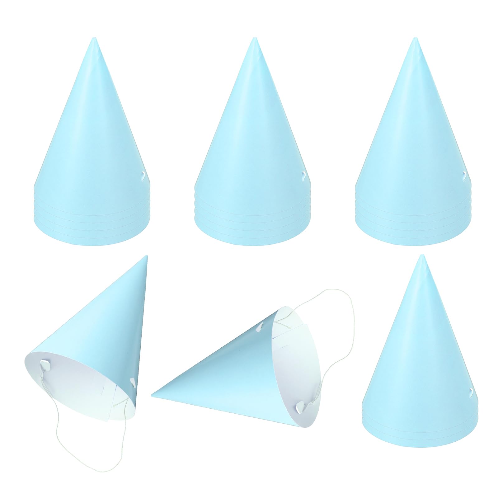 sourcing map 20Pcs Mini Birthday Party Hats, Colorful Paper Party Hat, Adjustable Cone Caps Birthday Decorations for Stuffed Animals Adults Parties Supplies Wedding Celebration, Light Blue — image 1
