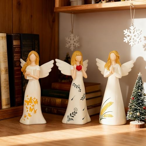 Statue d'ange de Noël et décoration de table chaleureuse pour bibliothèque - 4