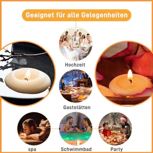 50 Stück Schwimmkerzen, Unparfümierte Schwimmkerzen, Tropffreies Teelicht Kerze Home Decor, Geeignet für zylindrische Vasen, Hochzeiten, Partys und Pool-Center-Dekorationen