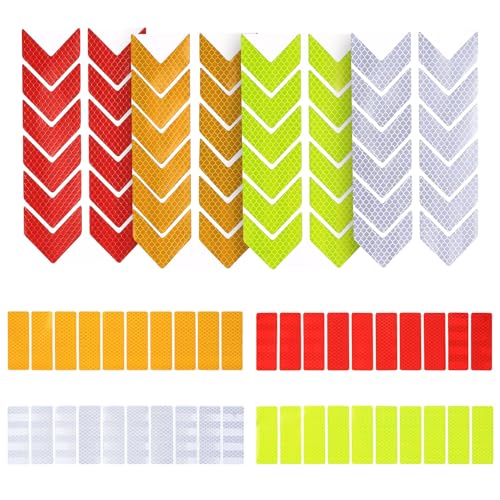 Zhujiehigh 88 Pcs Reflectores para Bicicletas, Pegatinas Reflectantes para Bicicletas, Cinta Reflectante Autoadhesiva de Advertencia para Cascos, Motocicletas y Automóviles