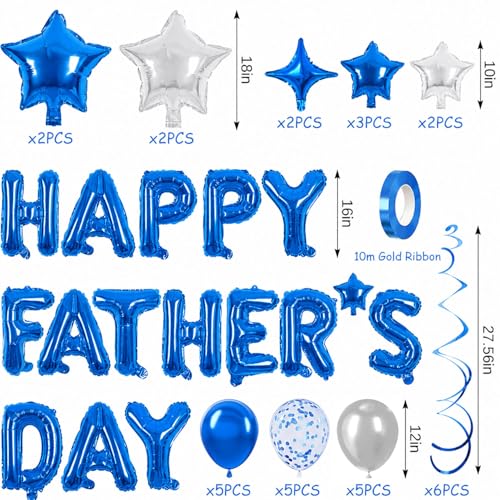Image of Happy Fathers Day Balloons Father's Day Banner for Father's Day Party Decorations (Fathers Day Blue)