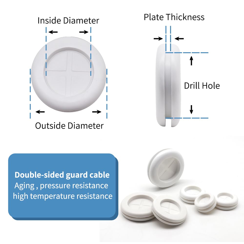 vrupin Kit Surtido de 66 Ojales de Goma, Tapones para Agujeros de cortafuegos, protección de Cables, 6 tamaños 1-13/16 1-1/2 1 7/8 5/8 3/16