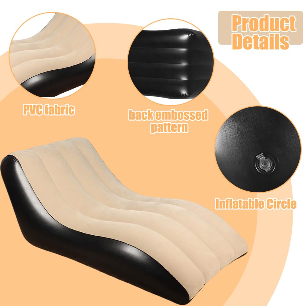 FARYODI Aufblasbares Sofa mit Fußhocker, Aufblasbarer Sessel, Wasserdichtes Luftsofa Aufblasbares, Beflockter Couch Oberfläche für Wohnzimmer, Aufblasbar Outdoor Camping