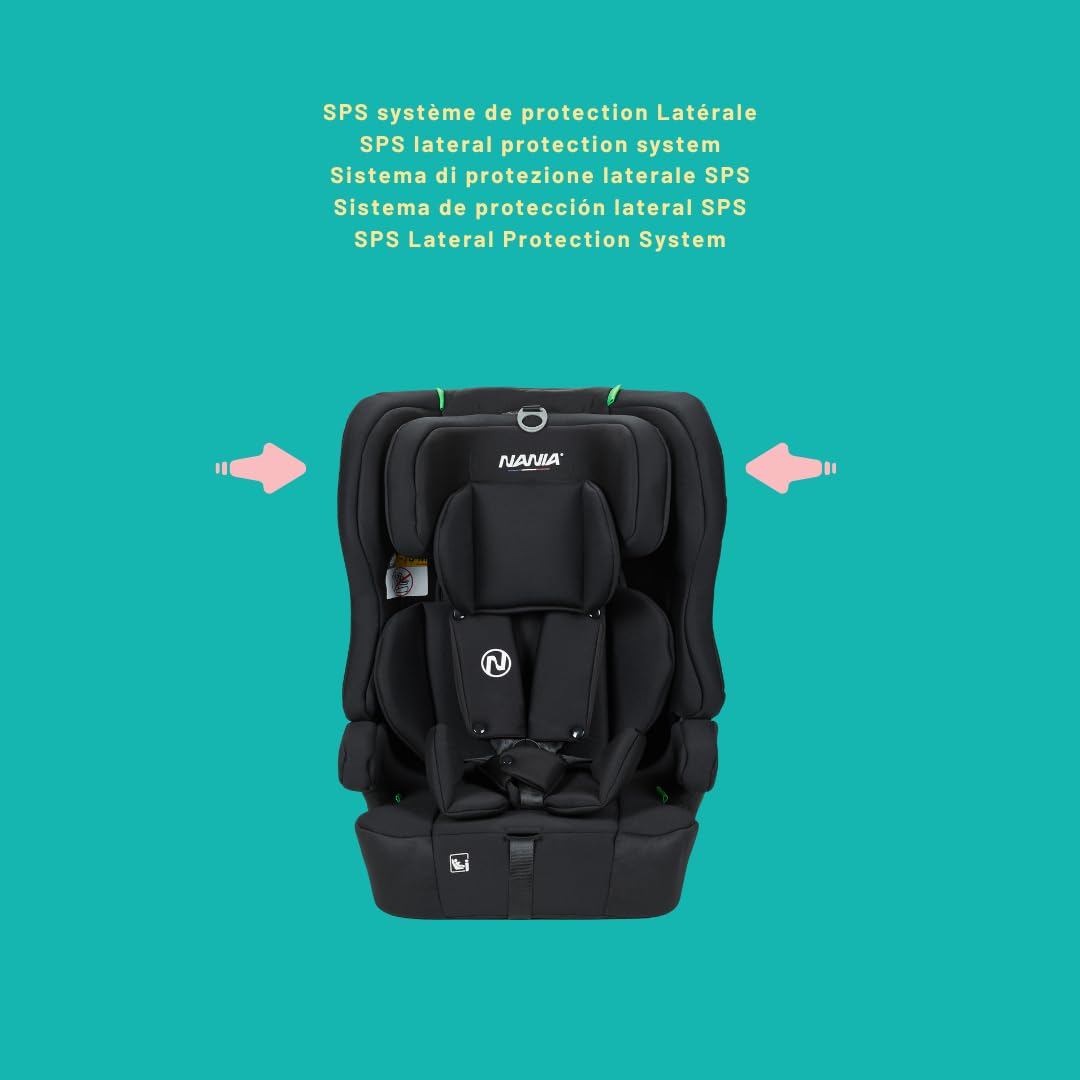 Nania Asiento infantil Rio I-size 76-150 cm, grupo 1/2/3 de 9 a 36 kg, de 15 meses a 12 años, reposacabezas ajustable, cinturón de seguridad de 5 puntos, funda extraíble, fijación con cinturón