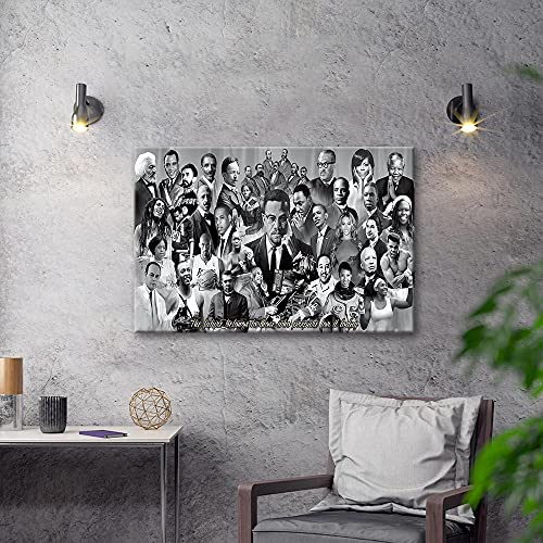 African American Great Black History Month Vintage Art Martin Luther King Obama King Malcolm X Poster Art Poster Home Decor Canvas Print Wall Art Office Decor (16X24 Inch Unframed) #TOP4